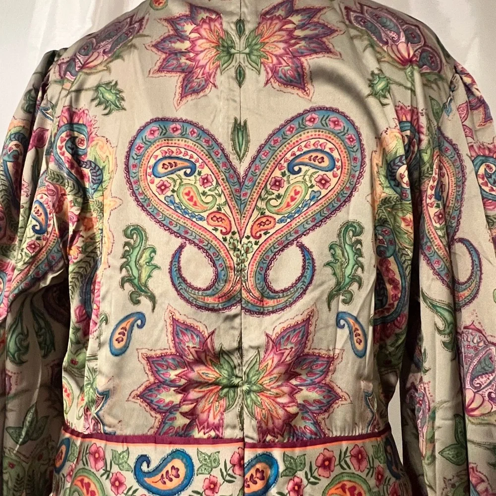 SHEIN X Marina Oliveira Multicolor Paisley Long Sleeve Dress Large - Picture 6 of 7